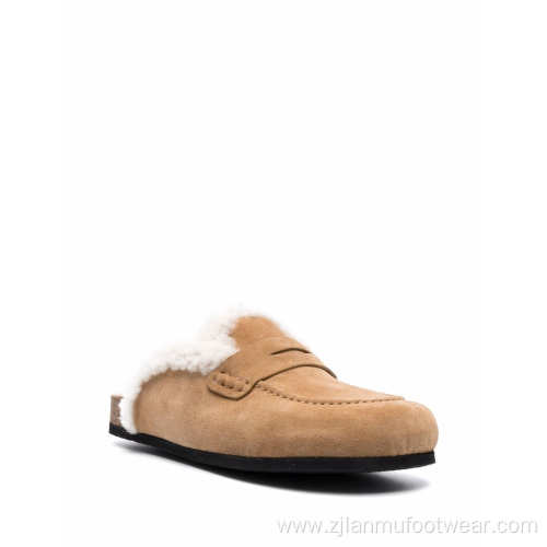Shearling-lined Suede Cork Sandals